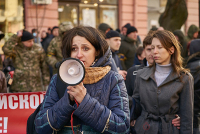 Demonstration in Odessa - kurz vor dem A ngriff der braunen Bande