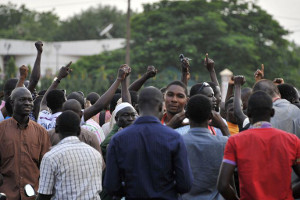 Gewerkschaftsprotest gegen den Putsch auf dem Platz der Nation in Ouagadougou am 19. September 2015