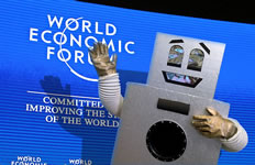 Dancing robot visits WEF 2016