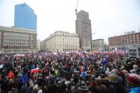 Demo in Warschau 8.1.2016 gegen das neue Mediengesetz - eine von vielen in Polen an diesem Wochenende