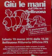 Officina Bellinzona: Einladungsplakat zum Officina-Fest am 19. März 2016. Foto: Rainer Thomann