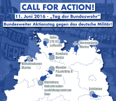 Call for Action: 11. Juni 2016 - "Tag der Bundeswehr" - Bundesweiter Anktionstag gegen das deutsche Militär