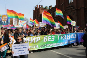 1. Mai 2016 Petersburg - weniger Russlandfahnen als in Moskau