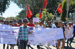 Maidemonstration 2016 in Dili, Osttimor für höheren Mindestlohn