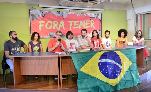 Pressekonferenz zur Demonstration aus Anlass der Eröffnung der Olympiade in Rio am 5.8.2016