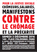 Gewerkschaftsaufruf zum Protesttag gegen Armut in Frankreich am 3.12.2016