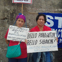 Protest vor dem Arbeitsministerium in Manila - für das verbot der Leiharbeit im März 2017