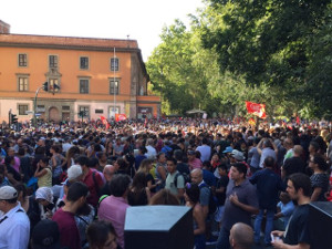 Solidemo mit zwangsgeräumten Flüchtlingen in Rom am 26.8.2017