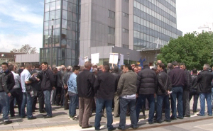 Energuearbeiter demonstrieren in Pristina gegen Privatisierung der E-Werke im Kosov im Febeuar 2018
