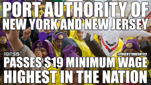 Wichtige Erfolge der Bewegung für einen ausreichenden Mindestlohn in den USA: Die Flughäfen von New York