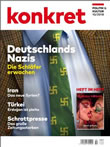 Grossisten verzögern die Auslieferung des Magazins "Konkret" 10/2018 wegen Hakenkreuze auf der Krawatte auf dem Titelbild