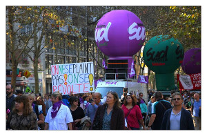 Die SUD auf der ersten Pariser Herbstdemo 2018