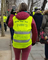 Foto von Bernard Schmid: Aufschrift auf der Jacke: "Zukunft für meine Kinder" (Demo in Paris am 5.1.19)