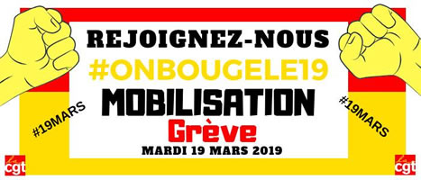 Aufruf der CGT zum sozialen Streik am 19. März 2019 in Frankreich