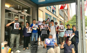Die Solidaritätsaktion beim DGB Frankfurt mit den inhaftierten iranischen GewerkschafterInnen am 29.7.2019