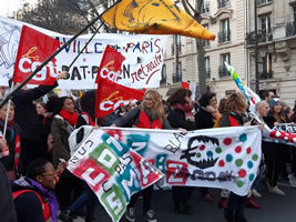 Streikende Kommunalbedienstete der Stadt Paris am 16.01.20. Foto: Bernard Schmid