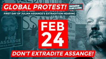 Internationaler Protesttag für die Freilassung von Julian Assange am Montag, 24.2.2020