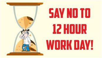 NTUI in Indien: Say No To 12 Hour Workday