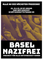 Demoplakat Basel Nazifrei - zu jener Demonstration, die jetzt von der Schweizer Klassenjustiz verfolgt wird...
