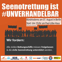 Europaweiter Aktionstag am 7. August: Seenotrettung ist unverhandelbar! Free the Ships – Stop the Pushbacks – Menschenrechte jetzt!