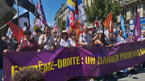 Frankreich: Antifaschistische und feministische Demo am 16.6.2024 in Paris (Foto Bernard Schmid)