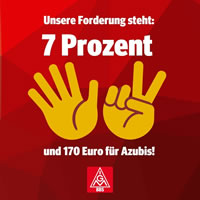 Tarifrunde Metall und Elektro 2024: „Wir wollen mehr Geld, weil wir es brauchen“ (7 Prozent mehr Lohn für 12 Monate) (IG Metall)