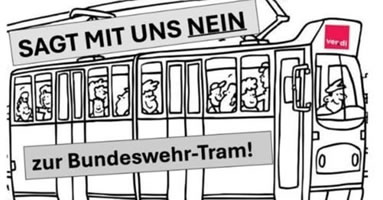 Petition von TrambahnfahrerInnen gegen die Militarisierung des öffentlichen Raumes: Sagt mit uns Nein zur Bundeswehrtram in München