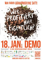 #WHES25-Demo am 18. Januar 2025: Die Agrarindustrie profitiert, unterstützt von der Politik in Deutschland & Europa, während Klimakrise, Artenverlust & Höfesterben immer dramatischer werden. Das haben wir satt!