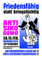 Anti-SiKo-Demo am Samstag, 15. Februar 2025 in München: Friedensfähig statt kriegstüchtig! Soziales rauf, Rüstung runter!