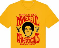 [Mit dem LabourNet-Discount-Code] Das Februar-2025-Shirt von Working Class History/dna: „Women are powerful and dangerous“ (Audre Lorde)